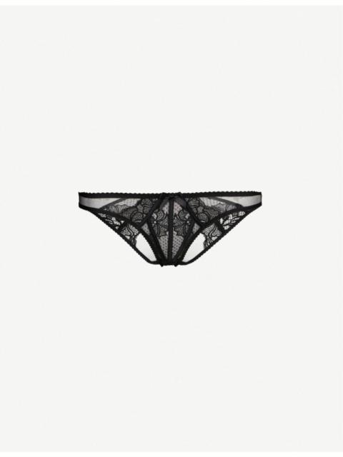 Rozlyn high-leg mesh and lace briefs