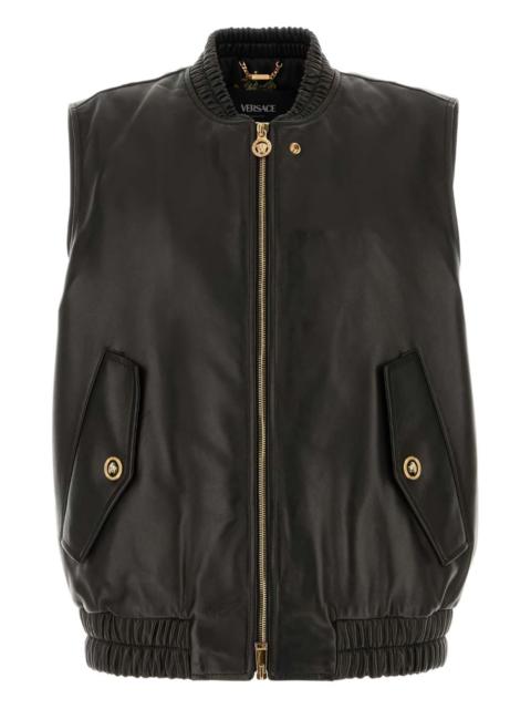 leather zip-fastening gilet