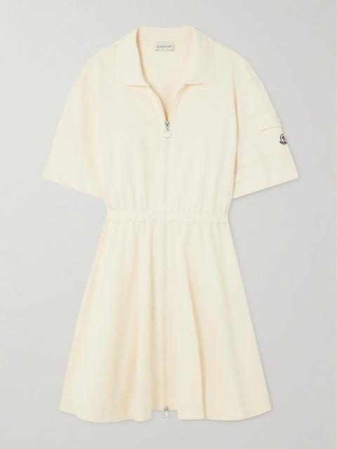 Pleated Cotton-piqué Mini Shirt Dress