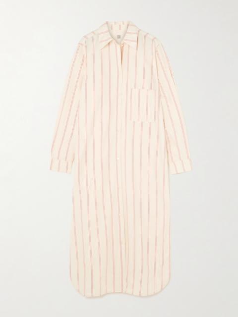 Striped Cotton And Silk-blend Midi Shirt Dress