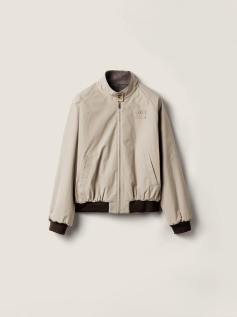 Reversible houndstooth check and Panama cotton blouson jacket