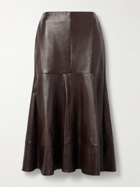 The Preston Paneled Leather Midi Skirt