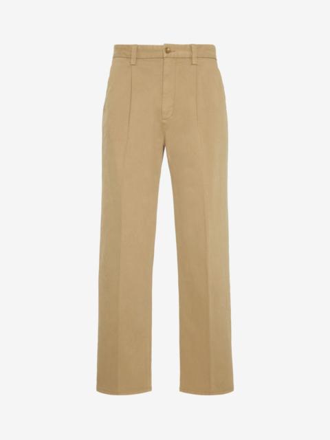 Comfort Twill Pleated Trouser In Silver Mink