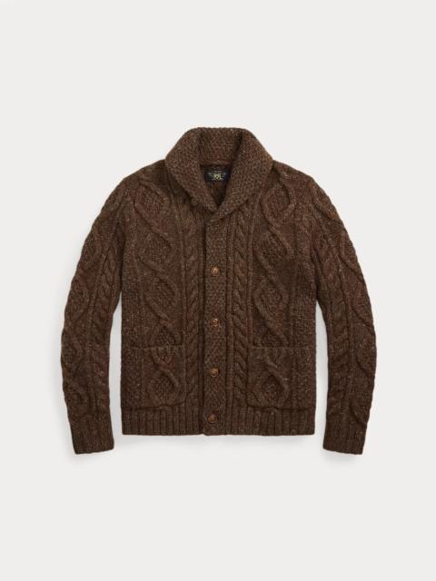 Heathered Aran-Knit Shawl Cardigan