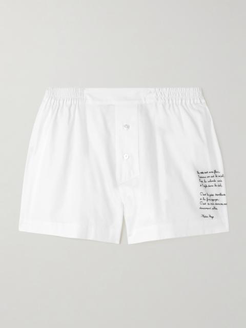Poem Embroidered Cotton Oxford Shorts