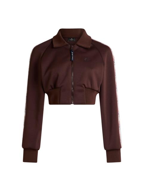 Cropped Zipped Scuba Track Jacket navy