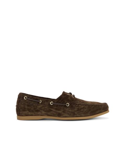 Ocelot Printed Suede Robin Boat Shoe