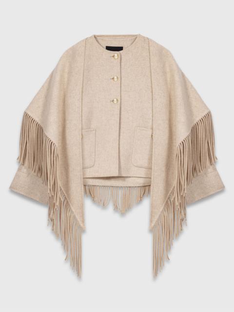 Cropped wool coat with removable scarf