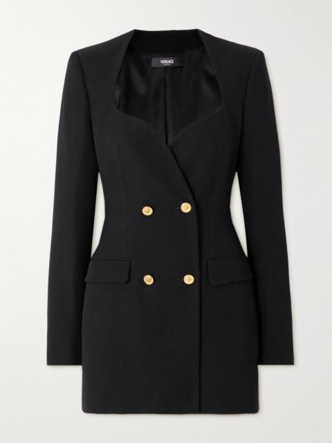 Double-breasted Grain De Poudre Wool Mini Dress