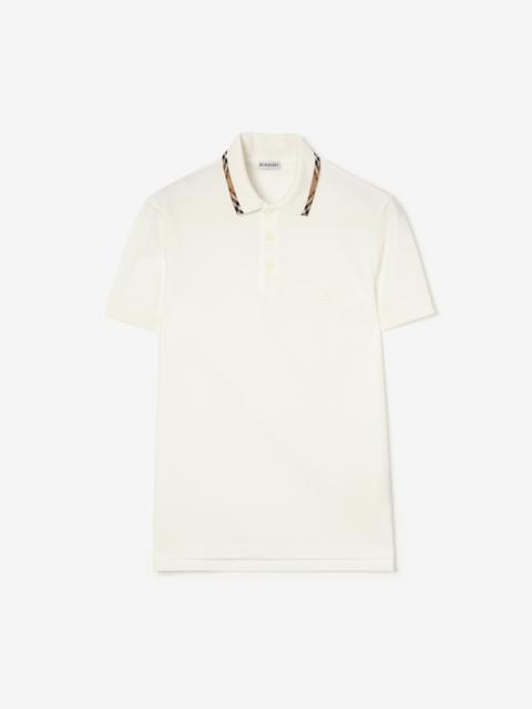 Check Trim Cotton Polo Shirt