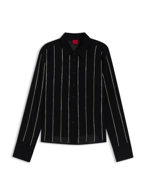 REGULAR-FIT BLOUSE WITH RHINESTONE STRIPE