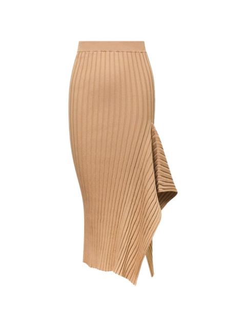 ribbed asymmetric midi skirt