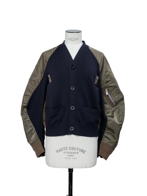 Nylon Twill x Knit Cardigan