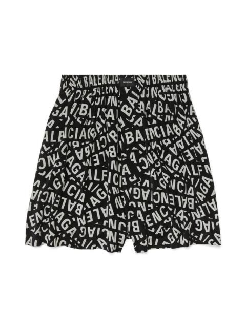 Men's Logo Strips Pyjama Shorts in Black