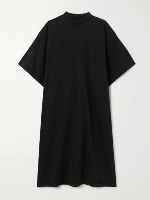 Oversized Distressed Printed Cotton-jersey Midi T-shirt Dress