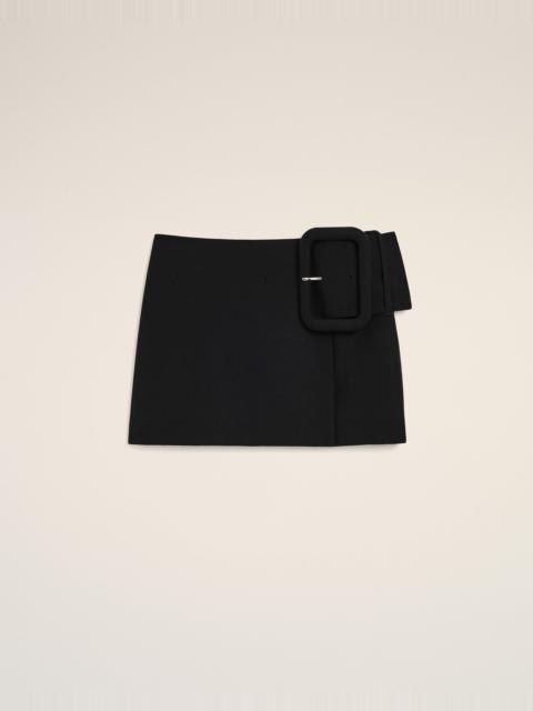 BLACK NEW WOOL BIG BUCKLE BELTED MINI SKIRT
