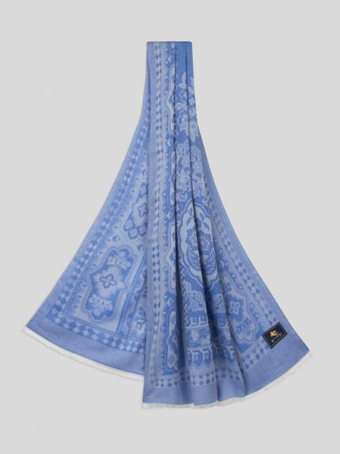 SILK-BLEND SCARF WITH GEOMETRIC MOTIF