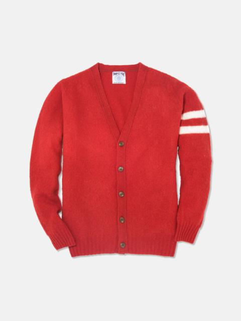 MADE-IN-SCOTLAND RED SHAGGY DOG UNIVERSITY CARDIGAN
