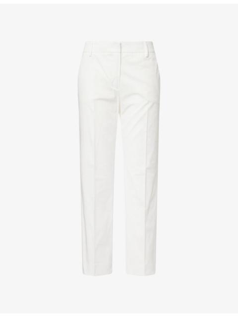 Cropped Cigarette Slim-Fit Cotton Trousers