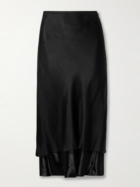 Monina Layered Satin And Organza Midi Skirt