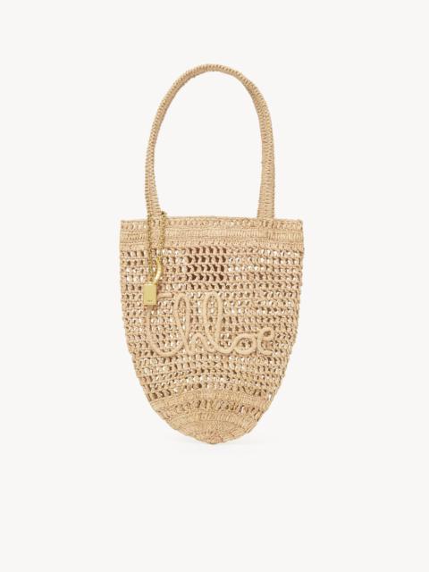 SMALL SUMMER BANANA TOTE BAG IN RAFFIA