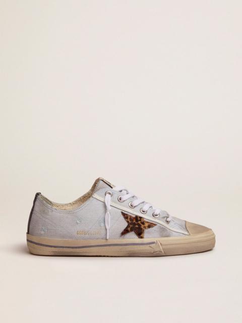 V-Star LTD sneakers in denim with leopard-print pony skin star