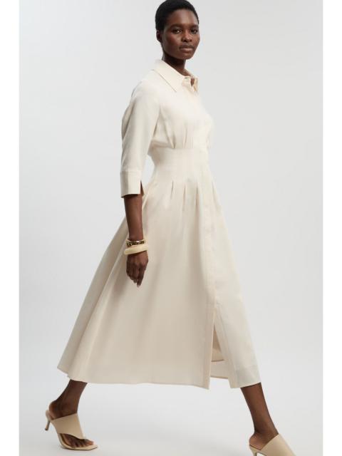 Tailored Linen Darted Waist Midi Dress
