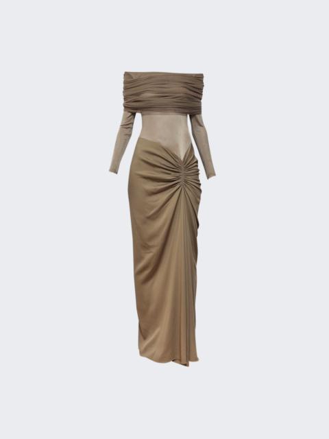 Sonora Veiled Ruched Dress Clay