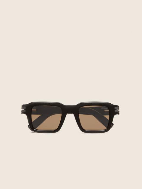 DARK BROWN ACETATE SUNGLASSES