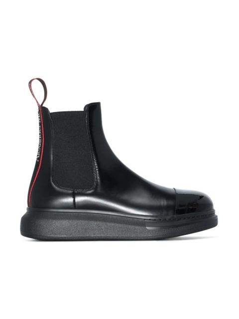 Alexander McQueen Hybrid Leather Chelsea Boot Black Red