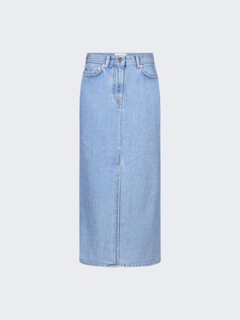 Rona Lds Denim Midi Skirt Washed Light Blue