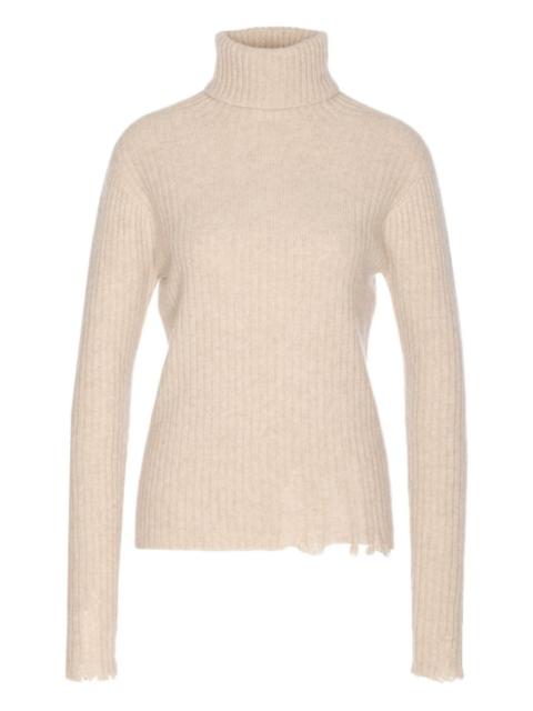 high-neck ribbed cashmere sweater