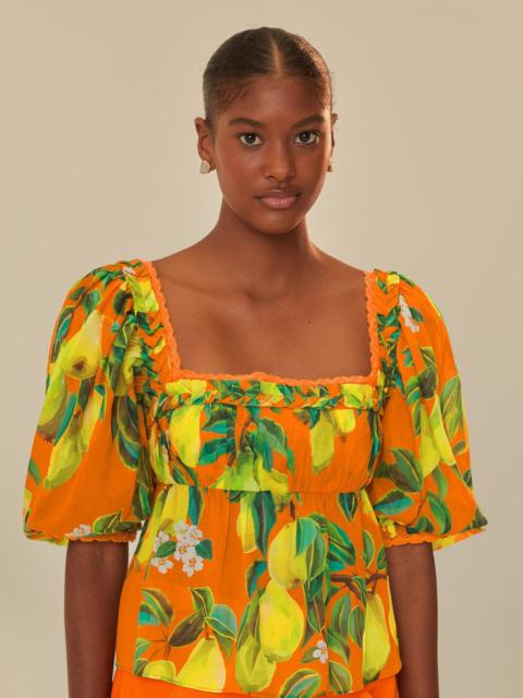 Orange Chic Pears Short Sleeve Blouse