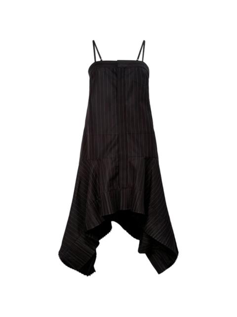 pinstripe pleated mini dress