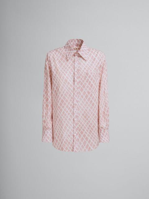 PINK POPLIN SHIRT WITH LANDSCAPES PRINT