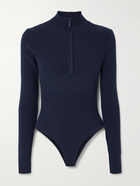 Butte Ribbed Merino-wool Turtleneck Bodysuit