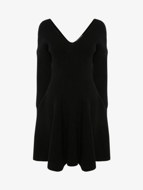 Off-the-shoulder Knit Mini Dress in Black