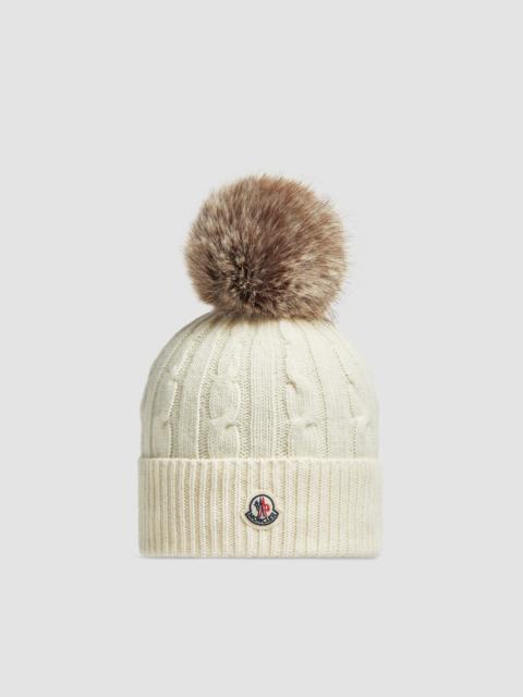 Wool & Cashmere Beanie with Faux Fur Pom Pom