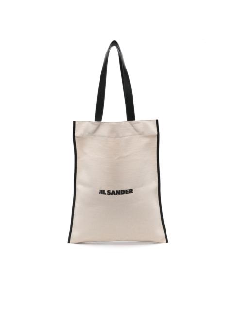 Flat embroidered-logo tote bag