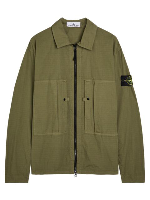 Stone Island Logo Cotton-poplin Overshirt