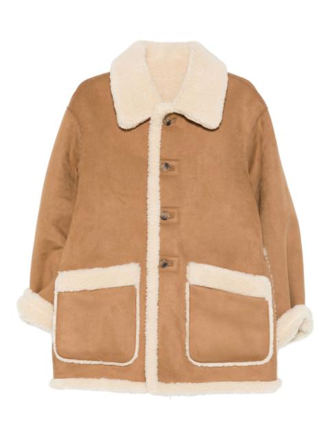 buttoned faux-shearling jacket