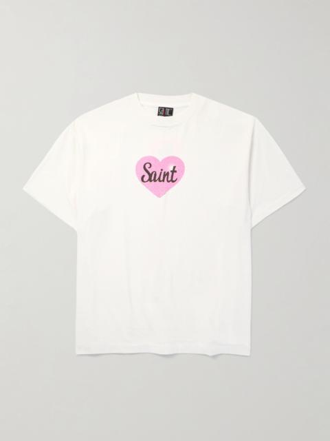 Heart Logo-Print Cotton-Jersey T-Shirt White