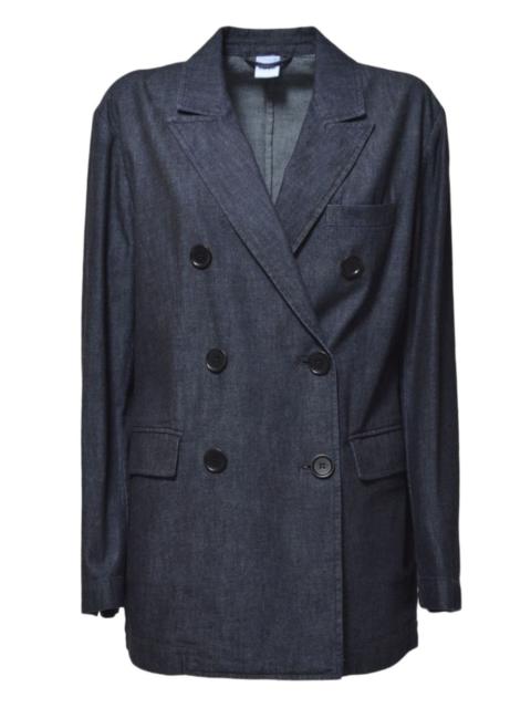 double-breasted denim blazer