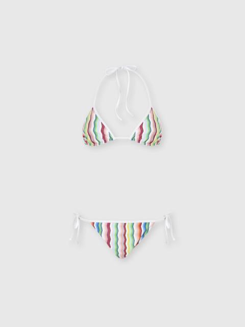 Triangle bikini in terry cloth with zigzag print