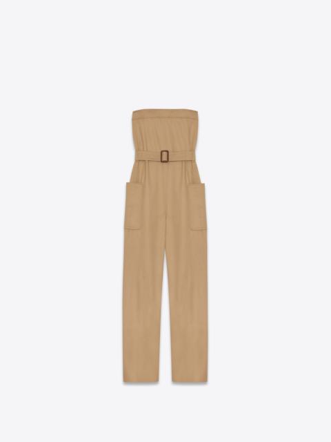 strapless jumpsuit in cotton gabardine