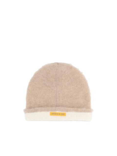 textured two-tone beanie hat
