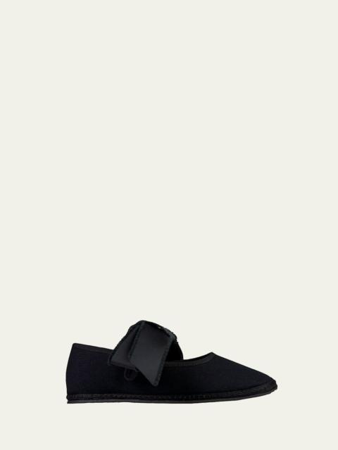 Maxi Bow Cotton Grosgrain Ballerina Flats
