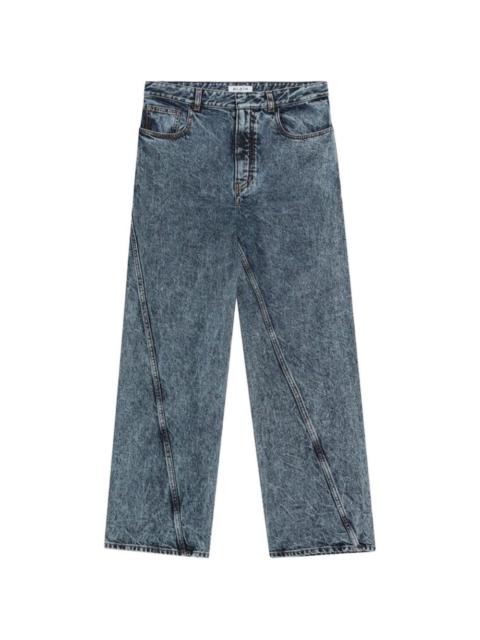 twisted stonewashed jeans
