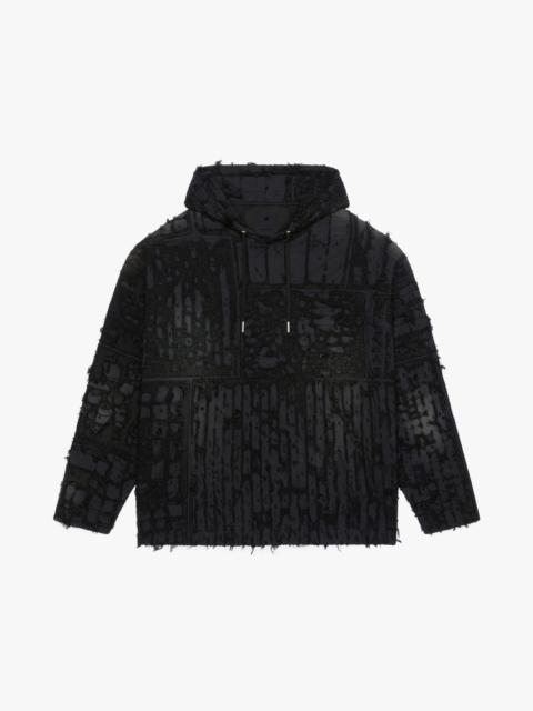 OVERSIZED HOODIE IN BORO EFFECT DESTROYED FELPA