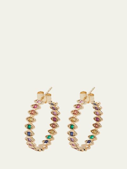 Marquis Evil Eye Hoop Earrings in Rainbow, Medium